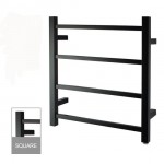 Aqu Matte Black Square 4 Bars Heated Towel Rail